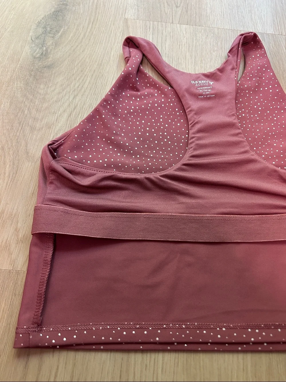 Old Navy Burgundy Racerback Girls Sport Bra with Metallic Dot Detail XL 14-16